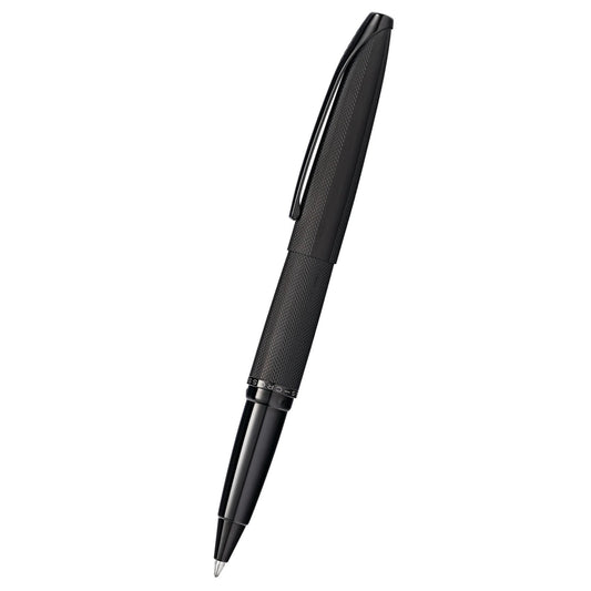 Cross ATX® Brushed Black with Machine-Turned, Diamond-Pattern Engraving with Polished Black PVD Appointments Selectip Rollerball Pen