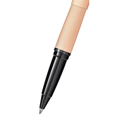 Cross ATX® Brushed Rose Gold with Machine-Turned, Diamond-Pattern Engraving with Polished Black PVD Appointments Selectip Rollerball Pen