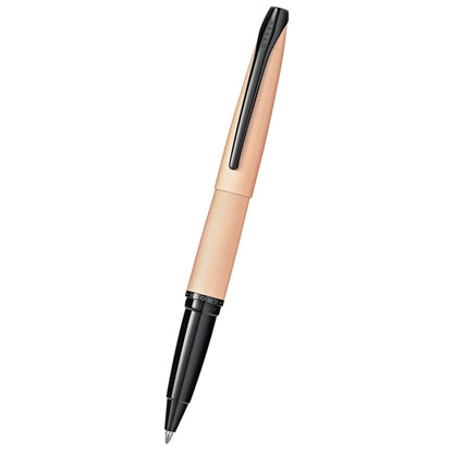 Cross ATX® Brushed Rose Gold with Machine-Turned, Diamond-Pattern Engraving with Polished Black PVD Appointments Selectip Rollerball Pen