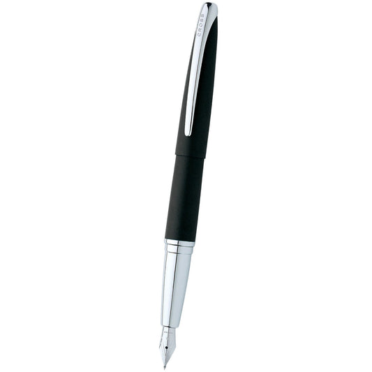 Cross ATX® Basalt Black with Polished Chrome Appointments and Stainless Steel Medium Nib Fountain Pen
