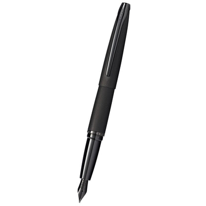 Cross ATX® Brushed Black with Machine-Turned, Diamond-Pattern Engraving with Polished Black PVD Appointments and Polished Black PVD Coated Stainless Steel Fine Nib Fountain Pen