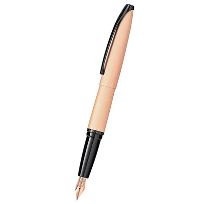 Cross ATX® Brushed Rose Gold with Machine-Turned, Diamond-Pattern Engraving with Polished Black PVD Appointments and Rose Gold PVD Coated Stainless Steel Fine Nib Fountain Pen