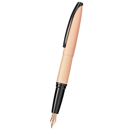 Cross ATX® Brushed Rose Gold with Machine-Turned, Diamond-Pattern Engraving with Polished Black PVD Appointments and Rose Gold PVD Coated Stainless Steel Medium Nib Fountain Pen