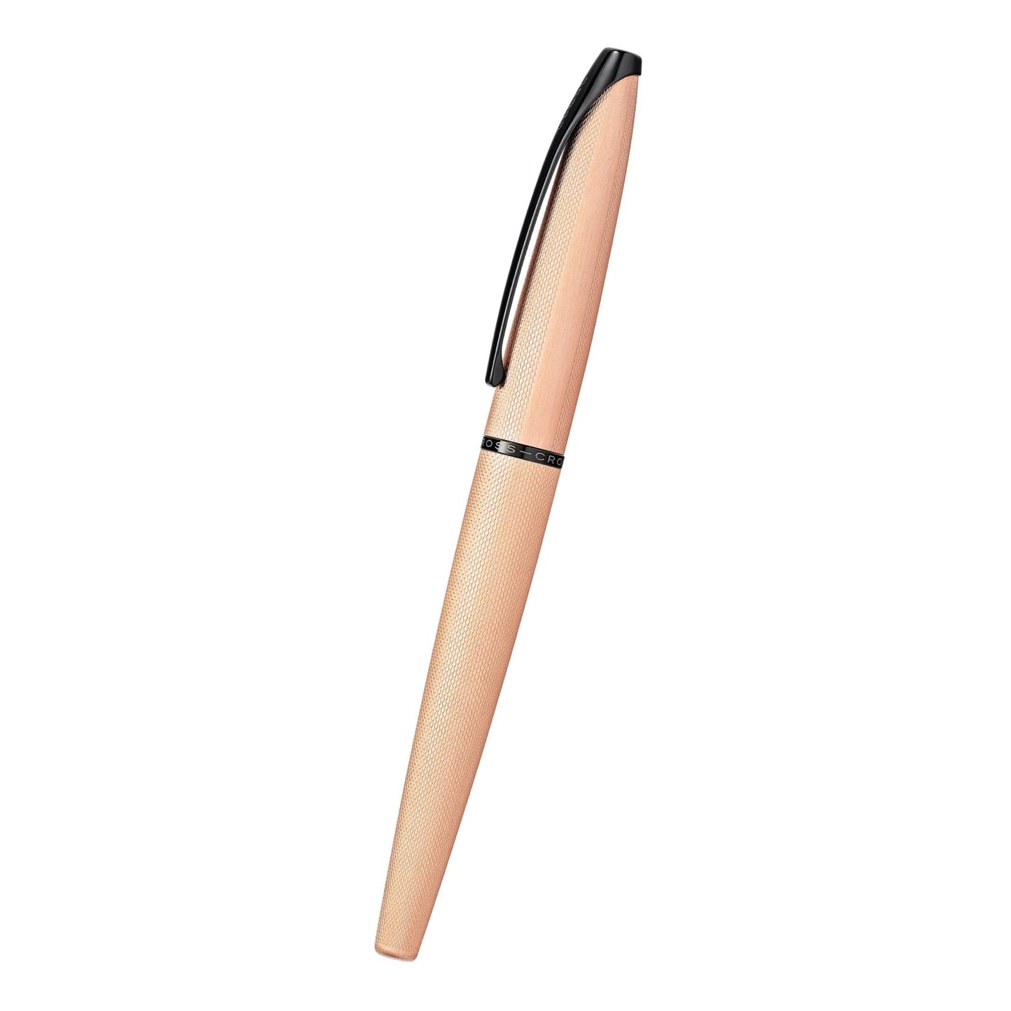 Cross ATX® Brushed Rose Gold with Machine-Turned, Diamond-Pattern Engraving with Polished Black PVD Appointments and Rose Gold PVD Coated Stainless Steel Medium Nib Fountain Pen