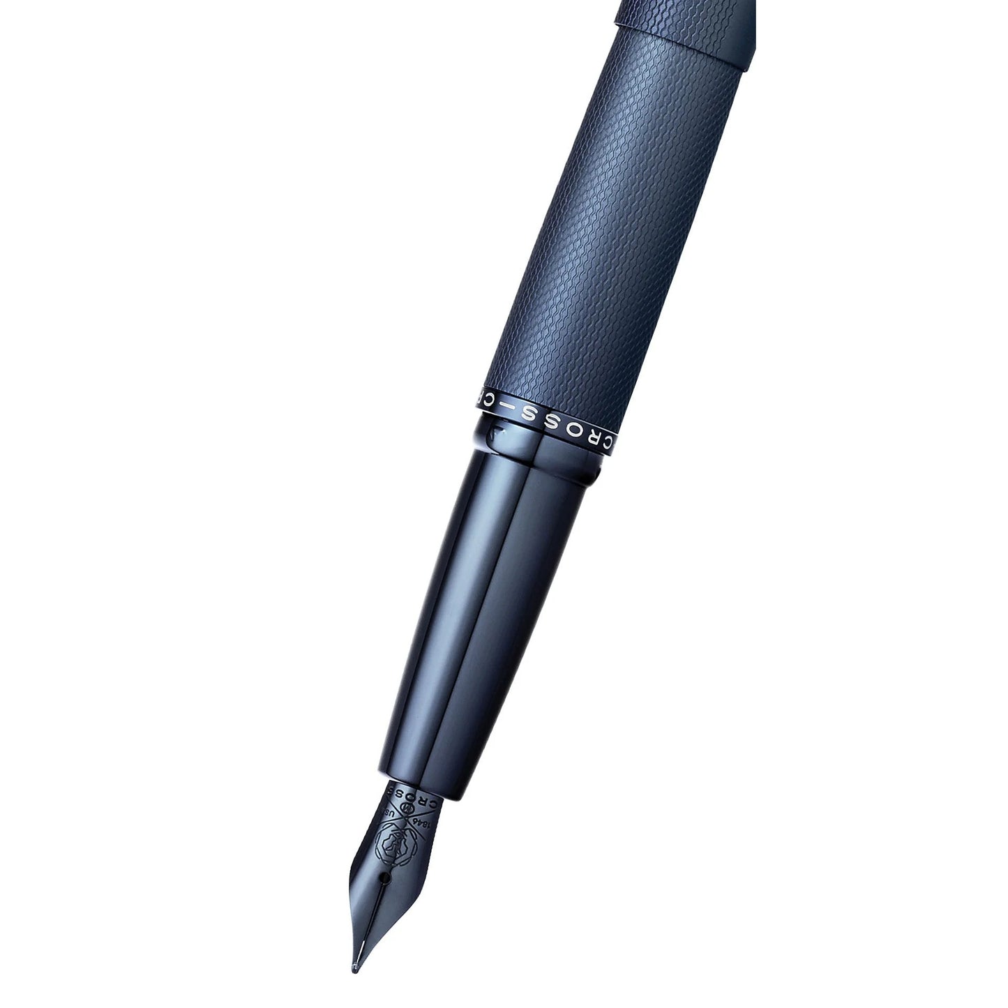 Cross ATX® Dark Blue PVD Etched Diamond Pattern with Polished Dark Blue PVD Appointments and Dark Blue PVD Coated Stainless Steel Fine Nib Fountain Pen
