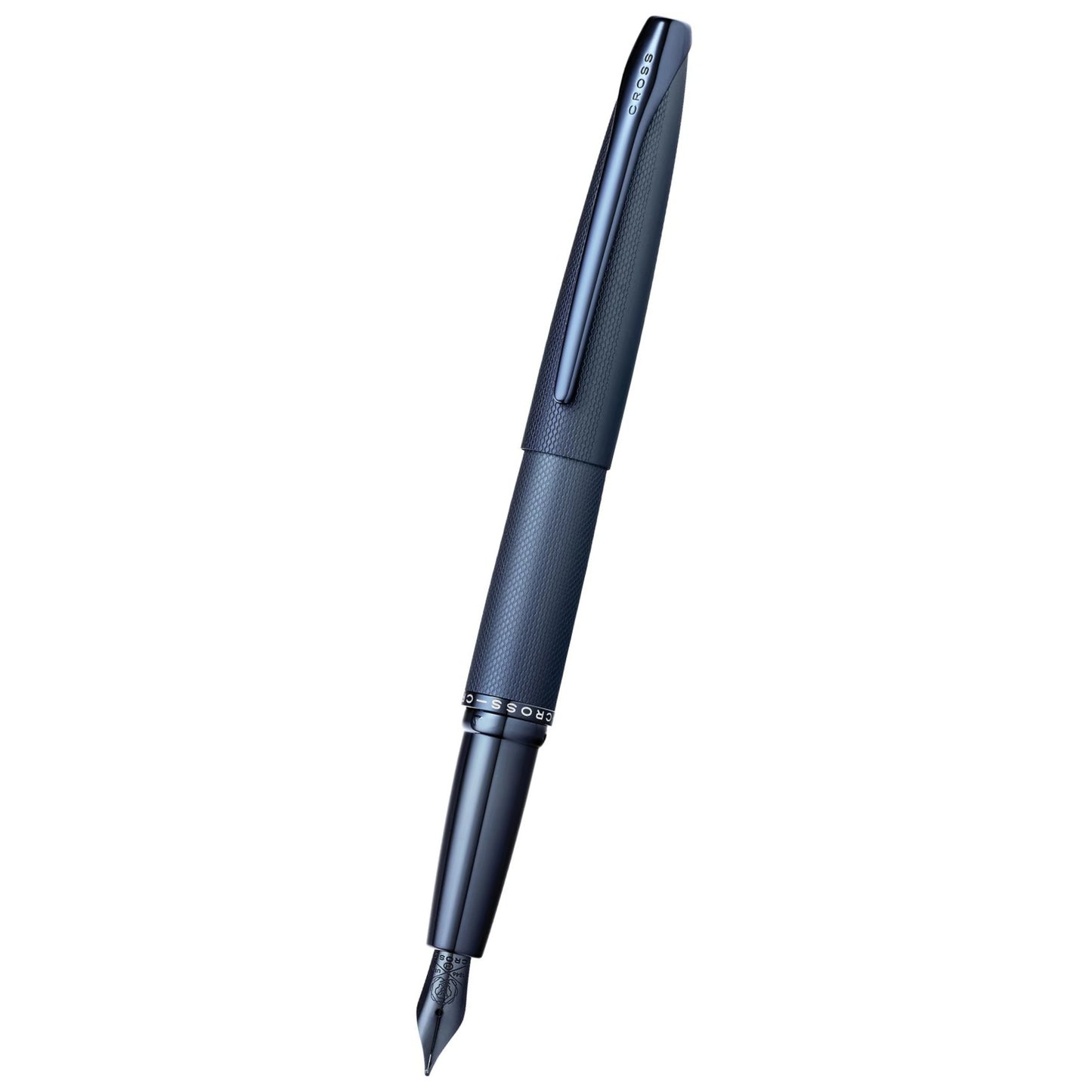 Cross ATX® Dark Blue PVD Etched Diamond Pattern with Polished Dark Blue PVD Appointments and Dark Blue PVD Coated Stainless Steel Fine Nib Fountain Pen