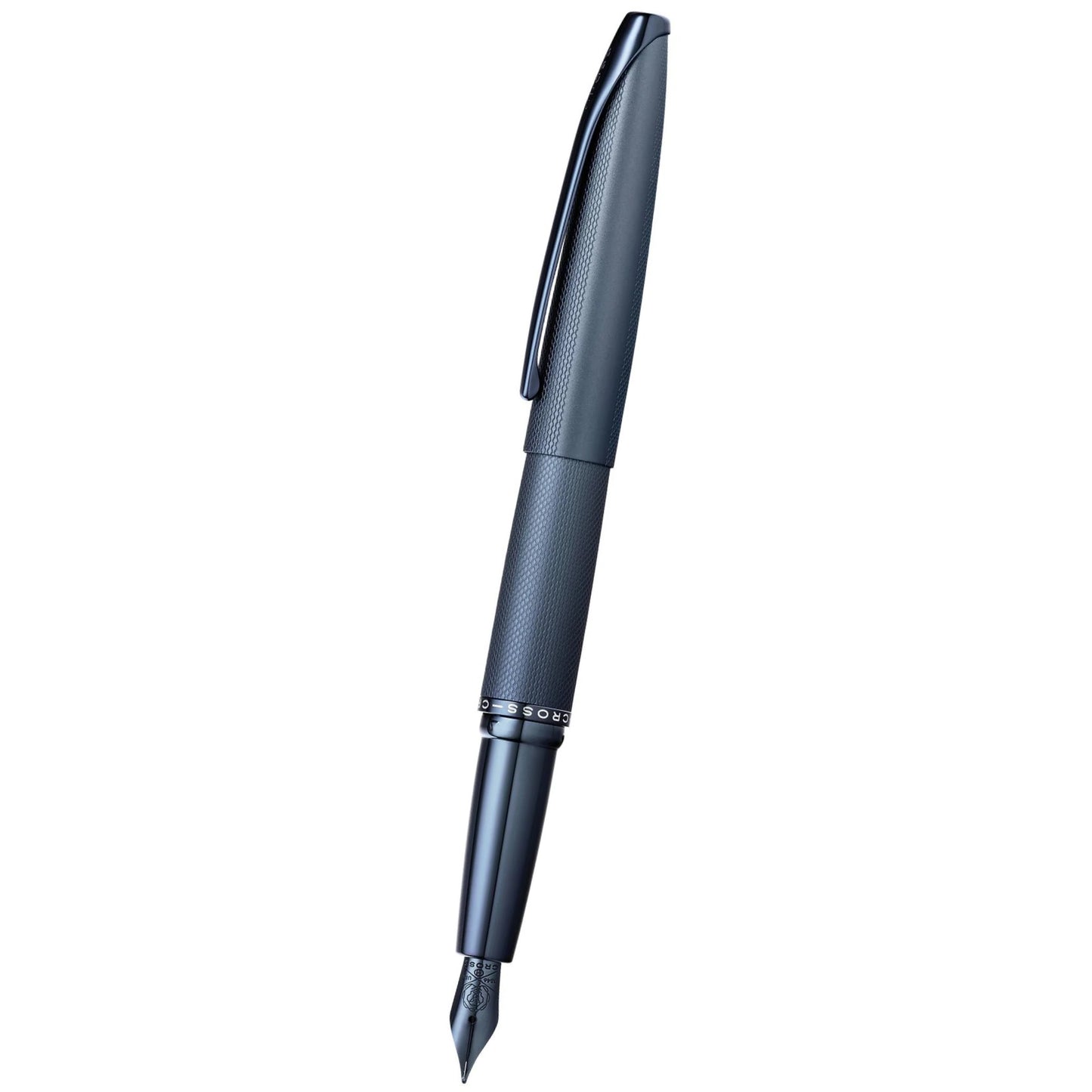 Cross ATX® Dark Blue PVD Etched Diamond Pattern with Polished Dark Blue PVD Appointments and Dark Blue PVD Coated Stainless Steel Fine Nib Fountain Pen