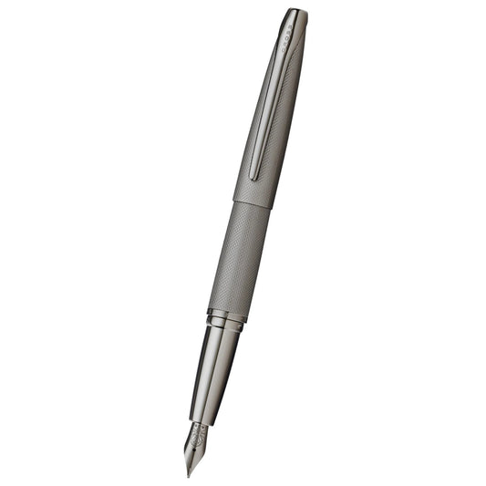 Cross ATX® Titanium Gray PVD Etched Diamond Pattern with Polished Titanium Gray PVD Appointments and Stainless Steel Fine Nib Fountain Pen