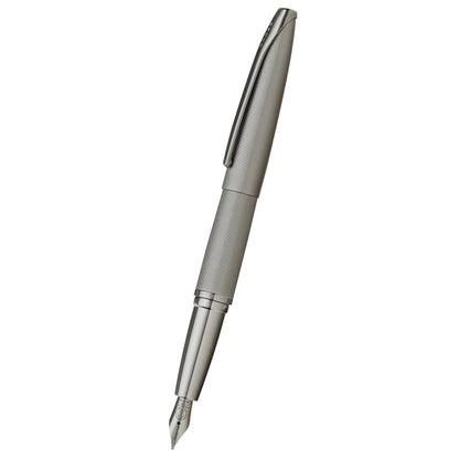 Cross ATX® Titanium Gray PVD Etched Diamond Pattern with Polished Titanium Gray PVD Appointments and Stainless Steel Fine Nib Fountain Pen