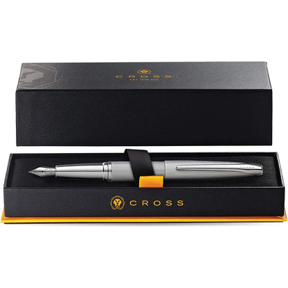 Cross ATX® Titanium Gray PVD Etched Diamond Pattern with Polished Titanium Gray PVD Appointments and Stainless Steel Fine Nib Fountain Pen
