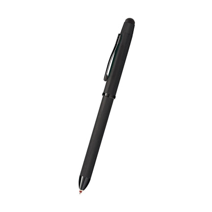 Cross Tech3+ Multi Function Pen. Brushed Black with Engraved Engine-Turned Diamond-Pattern Finish with Black PVD Appointments, 0.5mm lead and optional stylus.