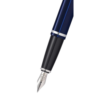 Cross Calais™ Chrome/Blue Lacquer with Polished Chrome Appointments and Medium Stainless Steel Nib Fountain Pen