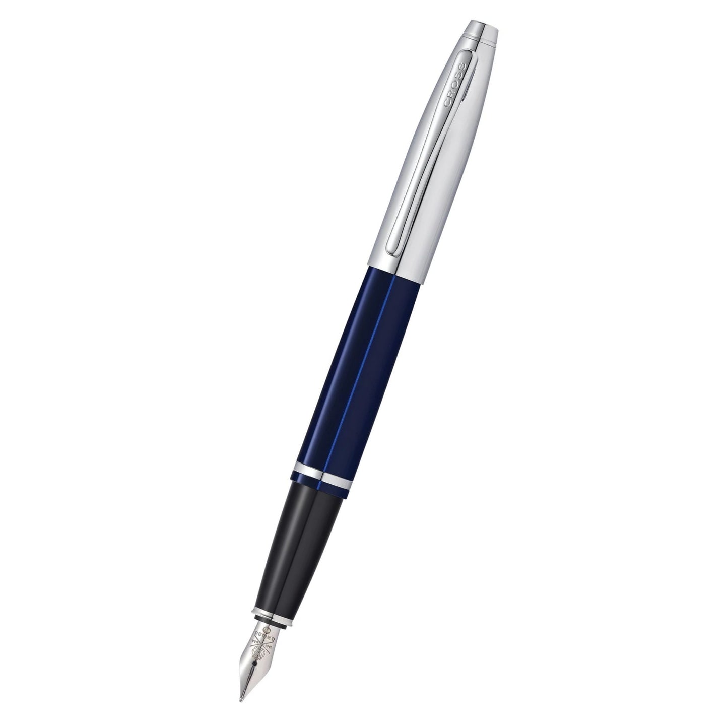 Cross Calais™ Chrome/Blue Lacquer with Polished Chrome Appointments and Medium Stainless Steel Nib Fountain Pen