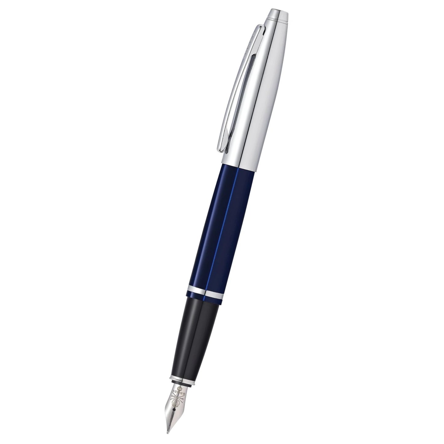 Cross Calais™ Chrome/Blue Lacquer with Polished Chrome Appointments and Medium Stainless Steel Nib Fountain Pen