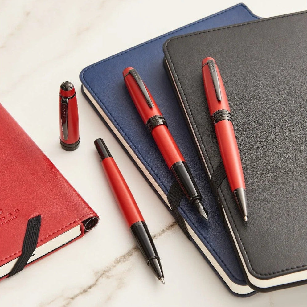 Cross Bailey™ Matte Red Lacquer with Polished Black PVD appointments Rollerball Pen