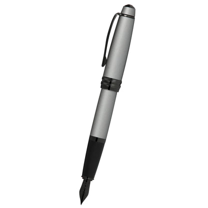 Cross Bailey™ Matte Gray Lacquer with Polished Black PVD appointments and Polished Black PVD Coated Stainless Steel Fine Nib Fountain Pen