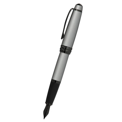 Cross Bailey™ Matte Gray Lacquer with Polished Black PVD appointments and Polished Black PVD Coated Stainless Steel Medium Nib Fountain Pen
