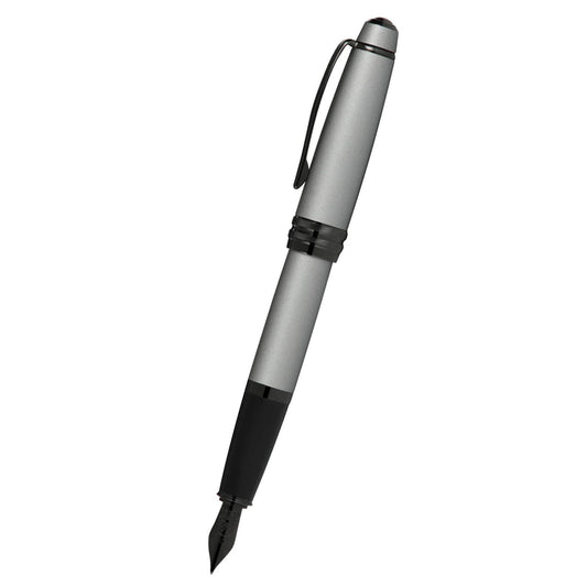 Cross Bailey™ Matte Gray Lacquer with Polished Black PVD appointments and Polished Black PVD Coated Stainless Steel Medium Nib Fountain Pen