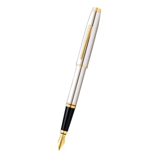 Coventry Polished Chrome with Gold Tone Appointments Fine Nib Fountain Pen