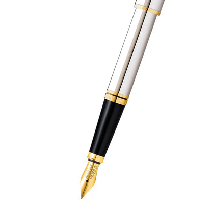 Coventry Polished Chrome with Gold Tone Appointments Fine Nib Fountain Pen