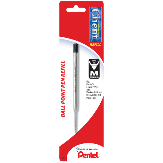 Pentel BKC10BPA Client Ball-Point Refill Med Pt Black