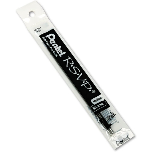 Pentel BKL10-A RSVP Ball Point Refill Med Black 2pk