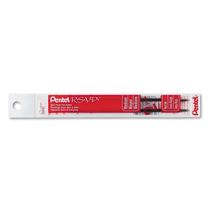 Pentel BKL10-B RSVP Ball Point Refill Med Red 2pk