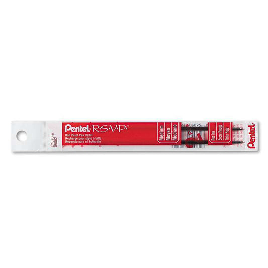 Pentel BKL10-B RSVP Ball Point Refill Med Red 2pk