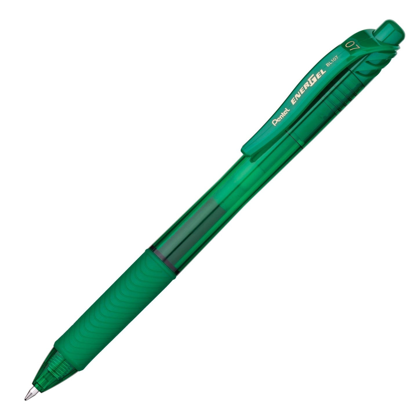 Pentel BL107-D EnerGel-X Retractable Liquid Gel Pen (0.7mm) Metal Tip - Green Ink