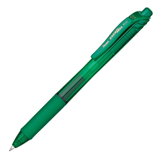 Pentel BL107-D EnerGel-X Retractable Liquid Gel Pen (0.7mm) Metal Tip - Green Ink
