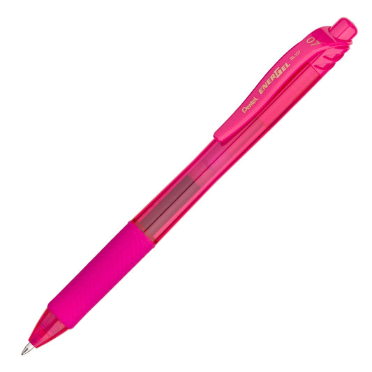 Pentel BL107-P EnerGel-X Retractable Liquid Gel Pen (0.7mm) Metal Tip - Pink Ink