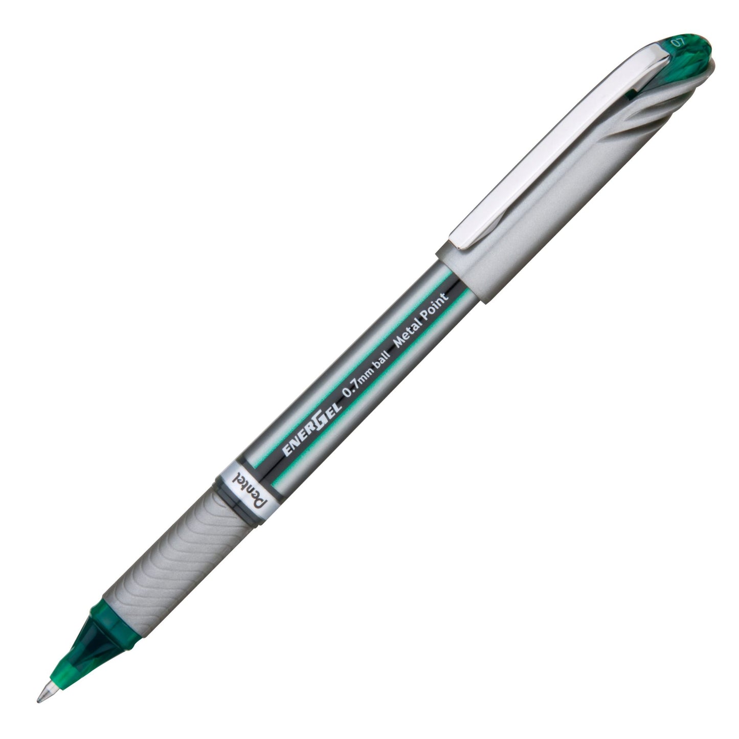 Pentel BL27-D EnerGel NV Liquid Gel Pen, (0.7mm) Medium Line Capped, Metal Tip, Green Ink