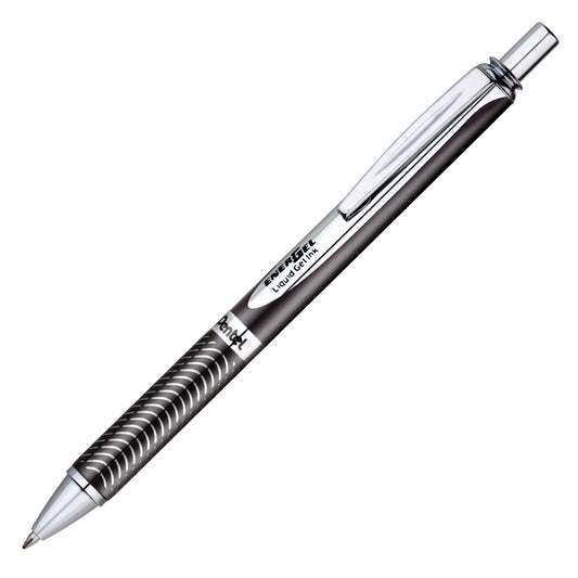 Pentel BL407A-A EnerGel Alloy RT Premium Liquid Gel Pen, Medium Line, Metal Tip, Black Barrel, Bl...