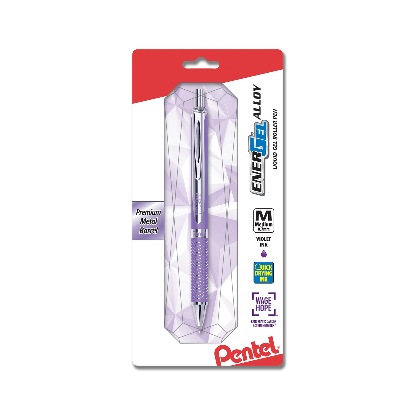 Pentel BL407VBPV EnerGel Alloy RT Premium Liquid Gel Pen, Medium Line, Metal Tip, Violet Barrel/Ink