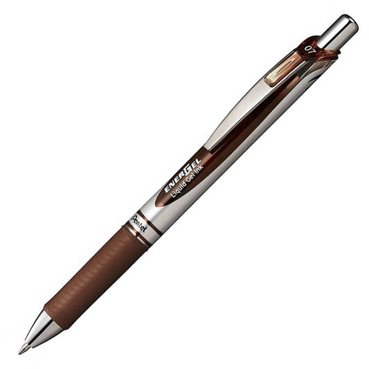 Pentel BL77-E EnerGel Delux RTX Retract Refillable Liq Med Metal Tip3.19, Brown
