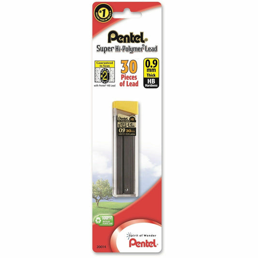 Pentel C29BPHB Super Hi-Polymer 0.9mm Med Lead 30/pk