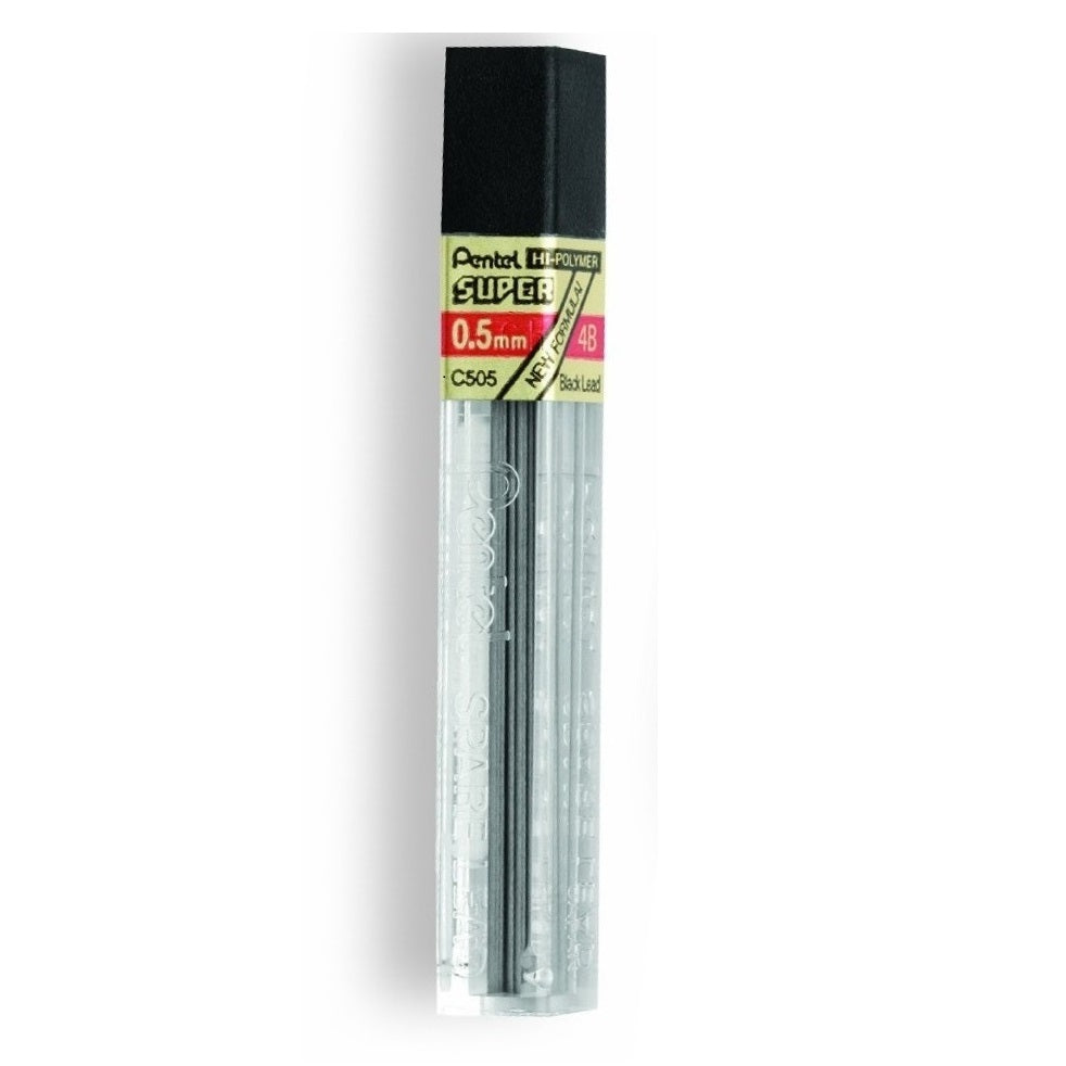 Pentel C505-4B Super Hi-Polymer 0.5mm Fine Lead 12/pk