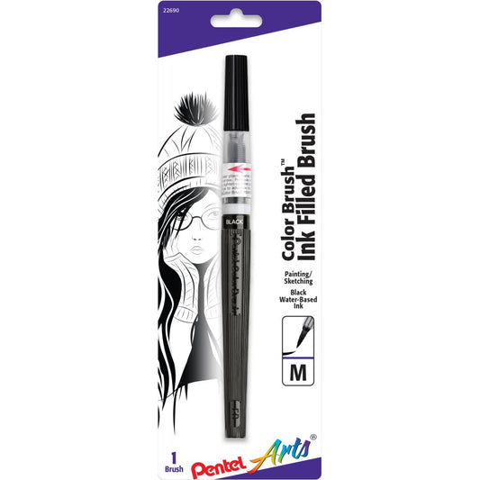 Pentel GFLBP101 Arts Color Brush Black 1pk