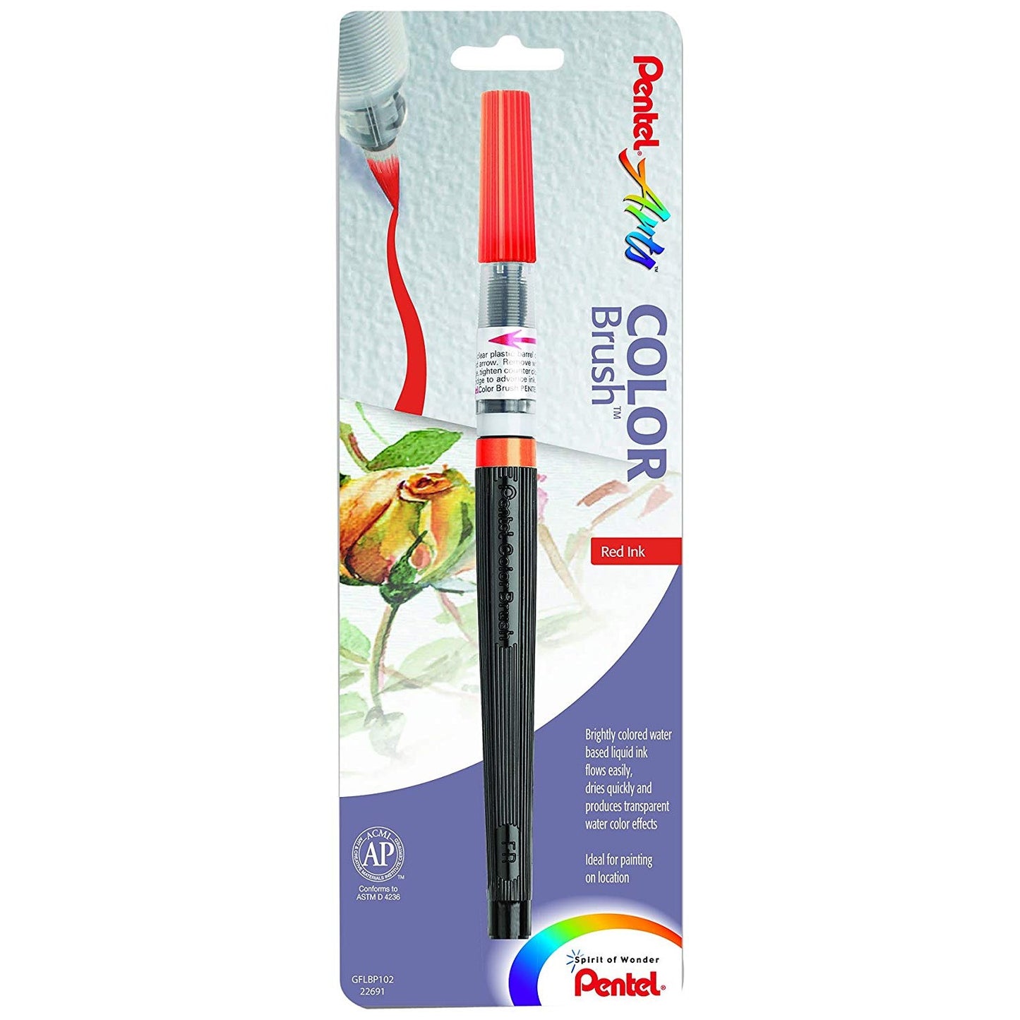 Pentel GFLBP102 Arts Color Brush Red 1pk