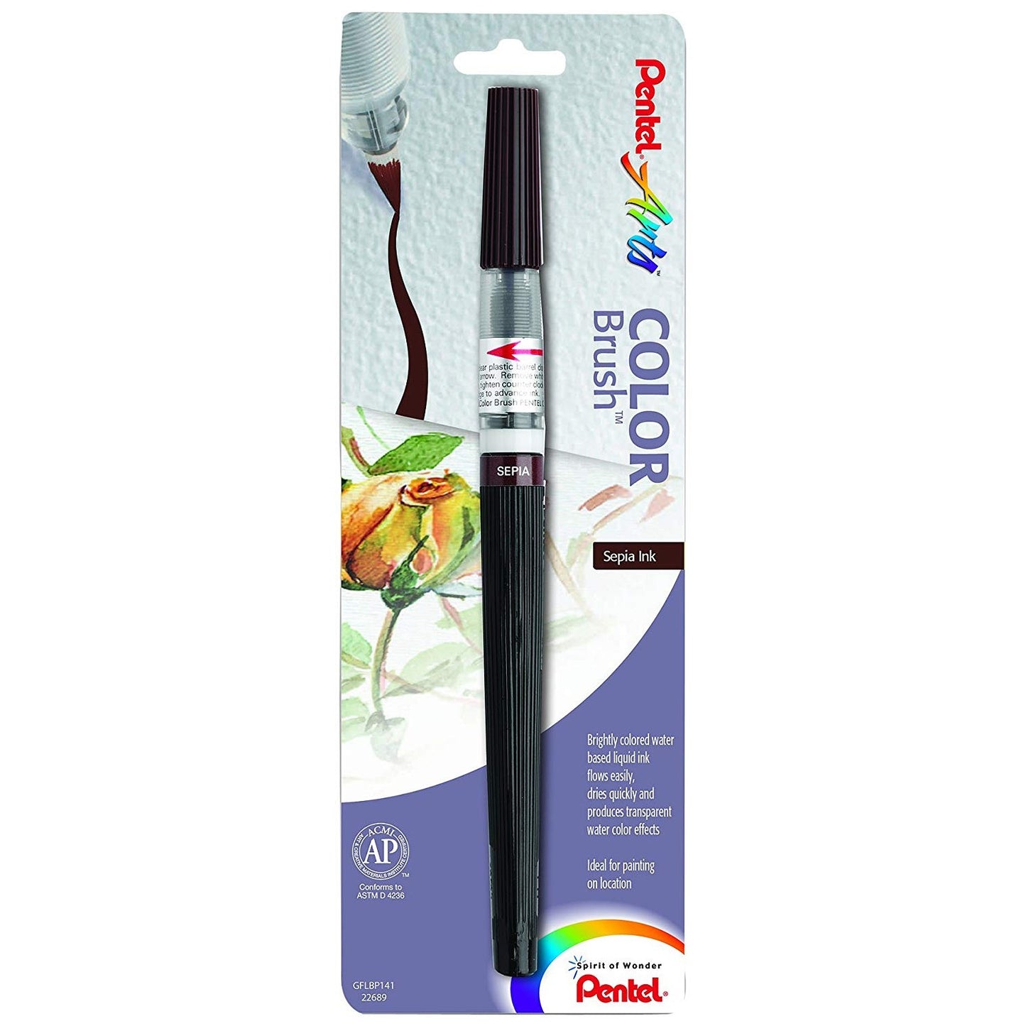 Pentel GFLBP141 Arts Color Brush Sepia 1pk