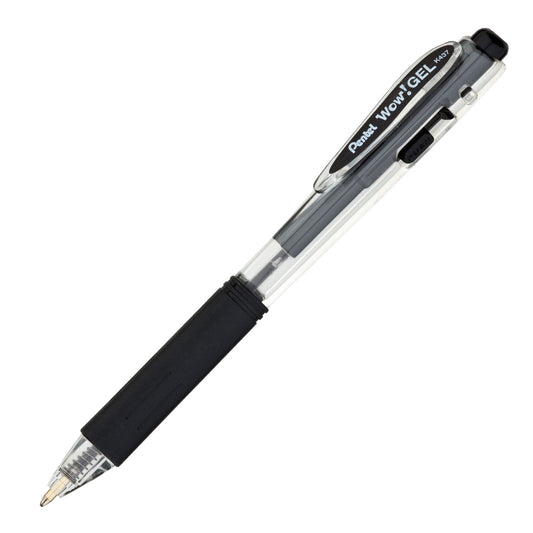 Pentel K437-A Wow! Gel Retractable Gel Pen, (0.7mm) Medium Line, Black Ink