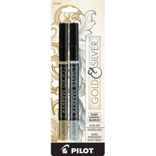 Pilot Sc-S-Ef Metallic Marker, Extra Fine, Gold And Silver, 2Pk