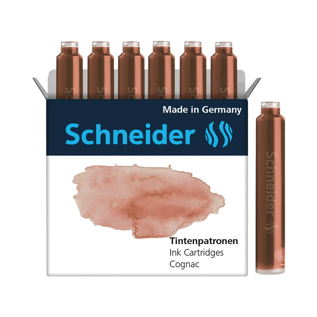SCHNEIDER INK CARTRIDGE PASTEL, 6 CARTRIDGES/BOX, COGNAC