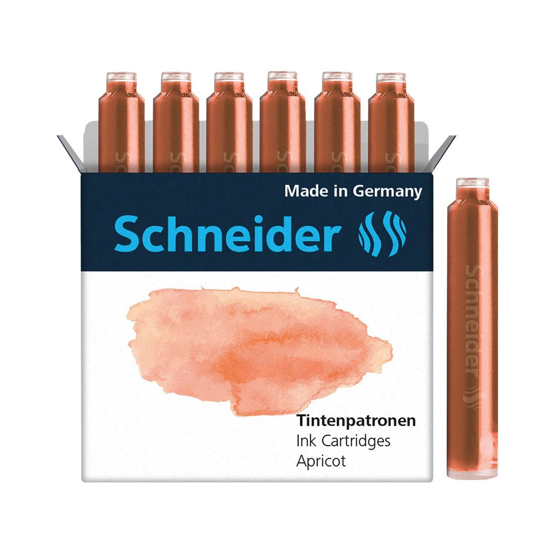 SCHNEIDER INK CARTRIDGE PASTEL, 6 CARTRIDGES/BOX, APRICOT
