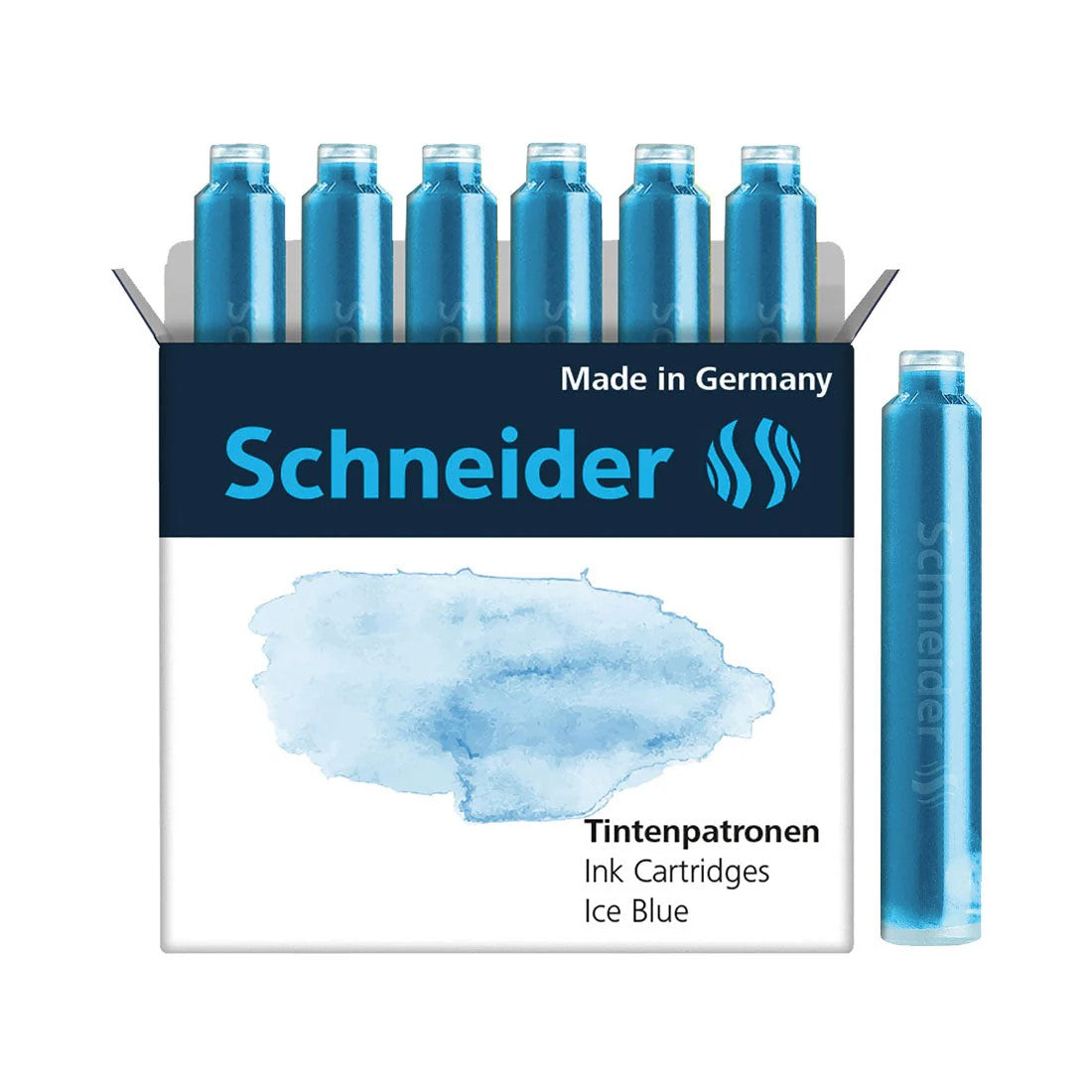 SCHNEIDER INK CARTRIDGE PASTEL, 6 CARTRIDGES/BOX, ICE BLUE