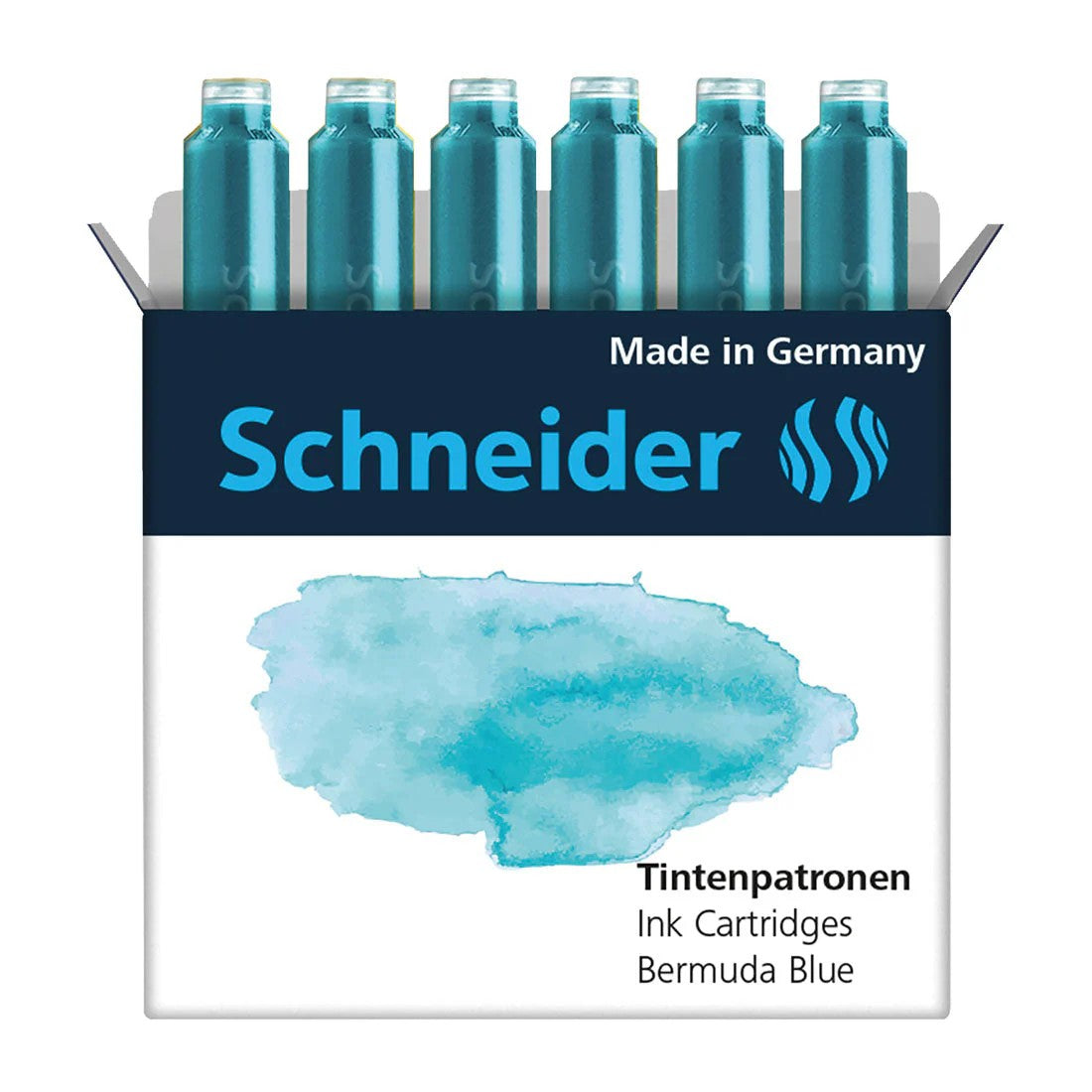 SCHNEIDER INK CARTRIDGE PASTEL, 6 CARTRIDGES/BOX, BERMUDA BLUE