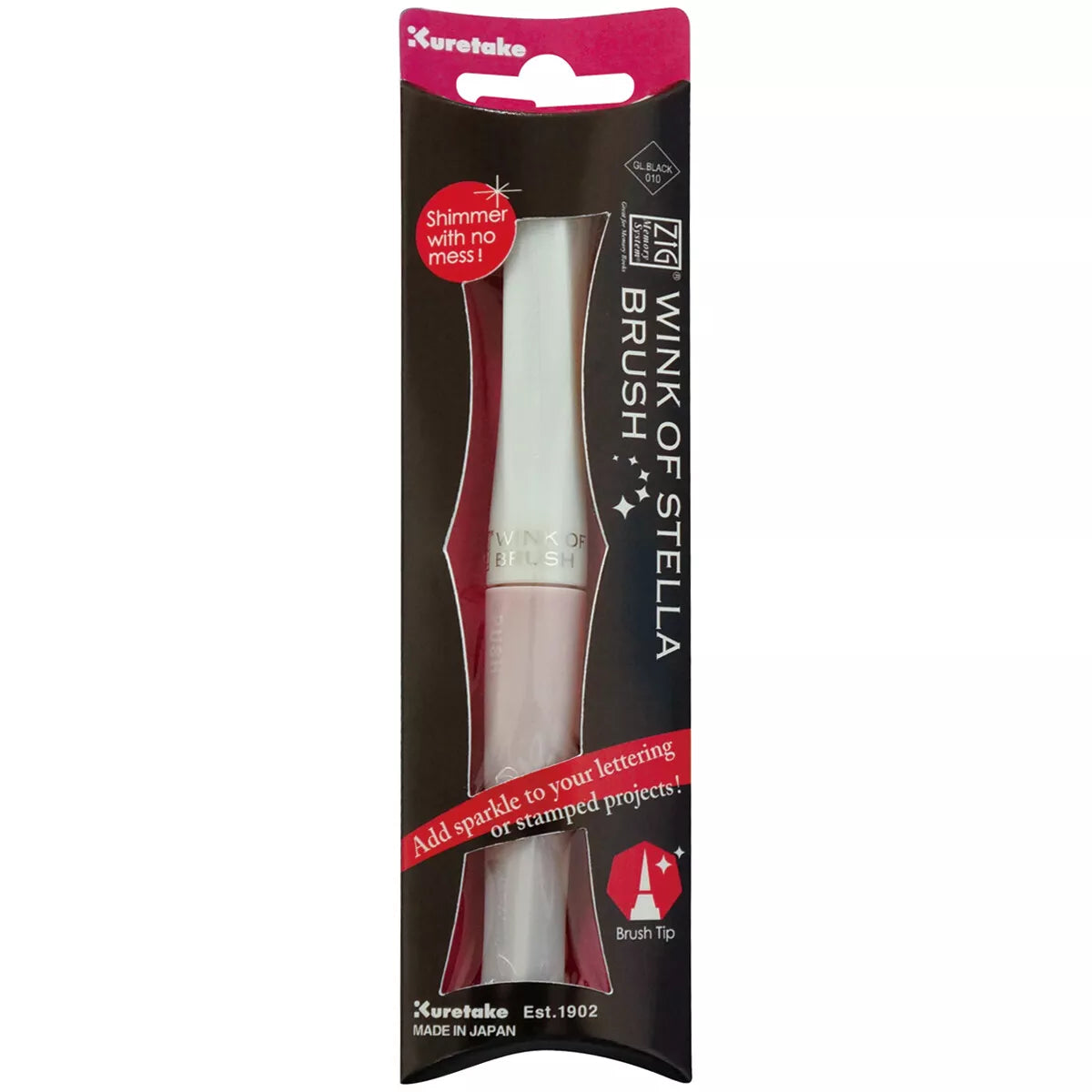 Kuretake Zig Wink of Stella Glitter Brush Pen (MS55), Nylon Brush, 14 Colors[Black Glitter]