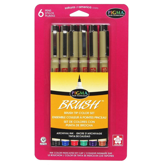 Sakura 38061 Brush Pen 6pc Set Asst