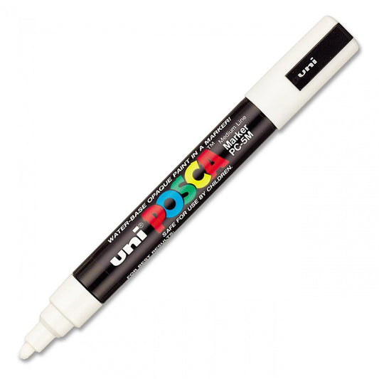 Uni-Posca 63810 Pc-5M Water Based Paint Marker, Med, White