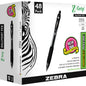 Zebra 22148 Z-Grip Retractable Ballpoint 1.0mm Black 48pk